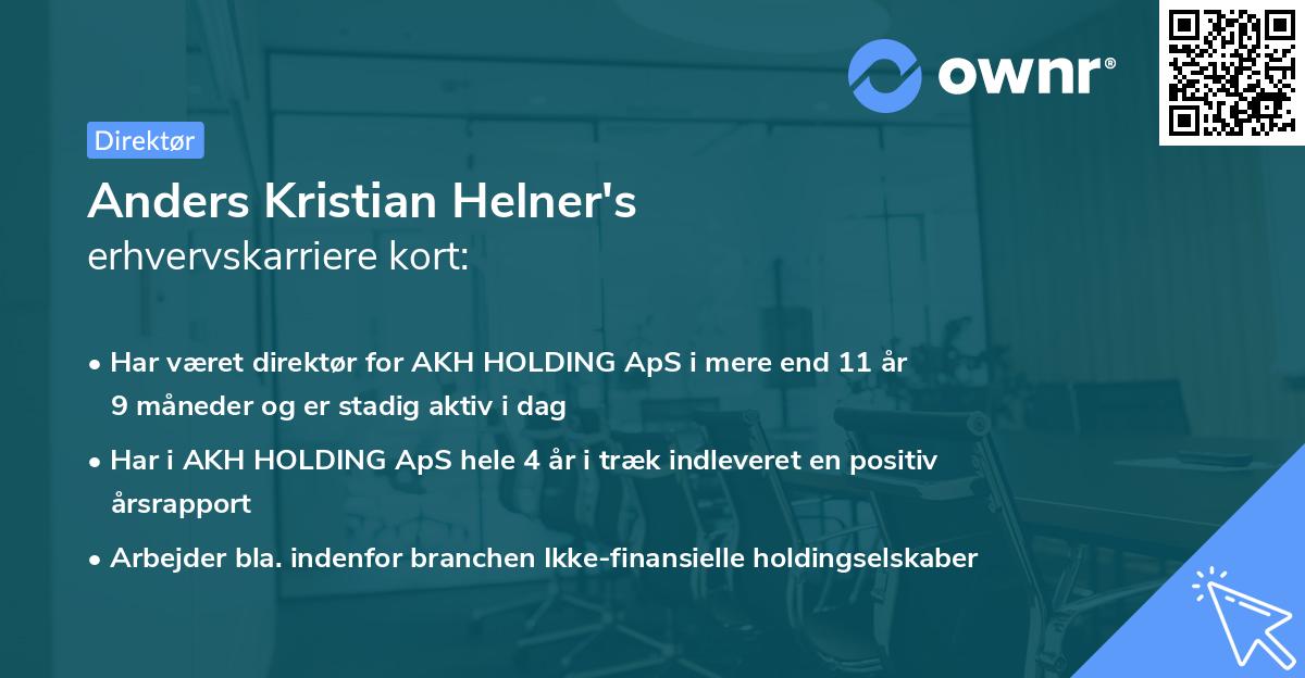 Anders Kristian Helner's erhvervskarriere kort