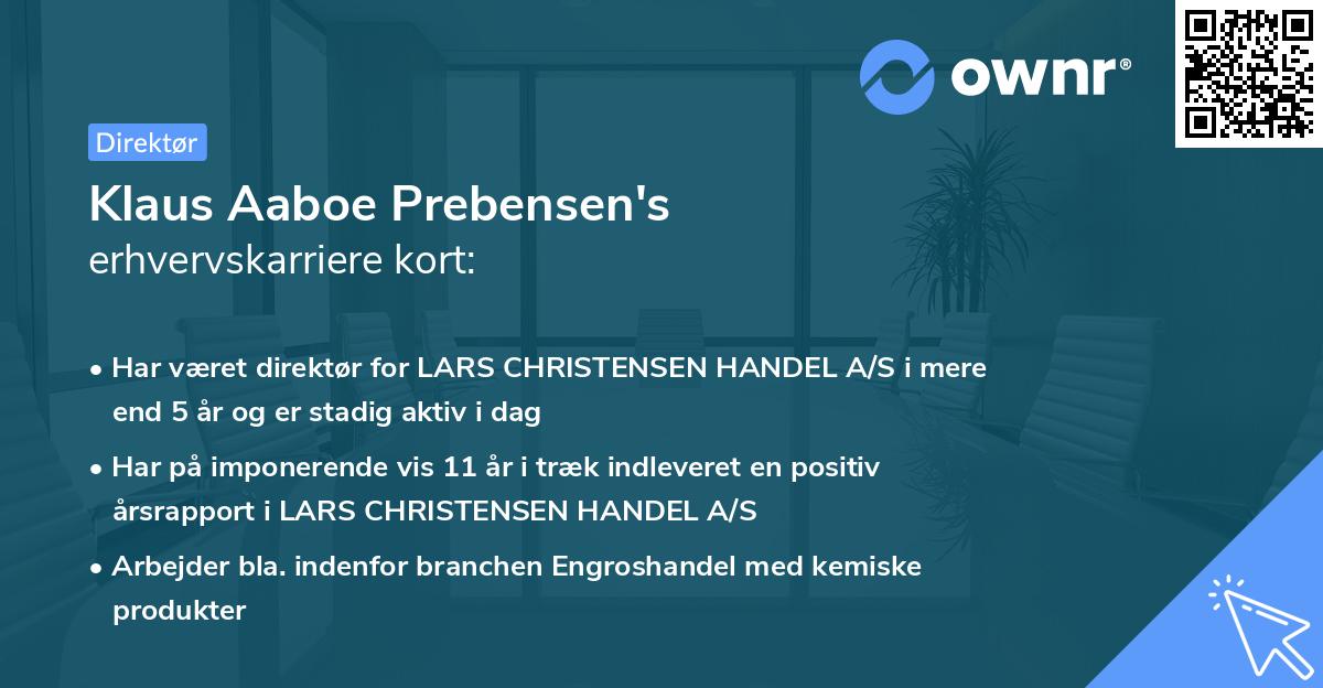 Klaus Aaboe Prebensen's erhvervskarriere kort