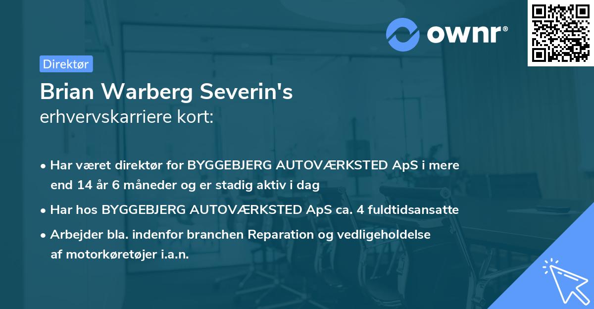 Brian Warberg Severin's erhvervskarriere kort