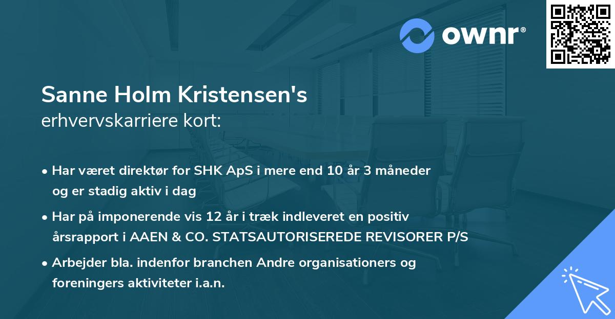 Sanne Holm Kristensen's erhvervskarriere kort
