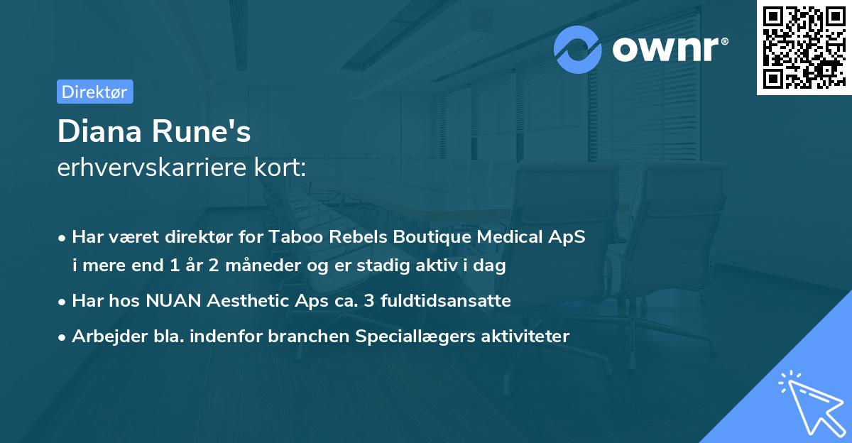 Diana Rune's erhvervskarriere kort
