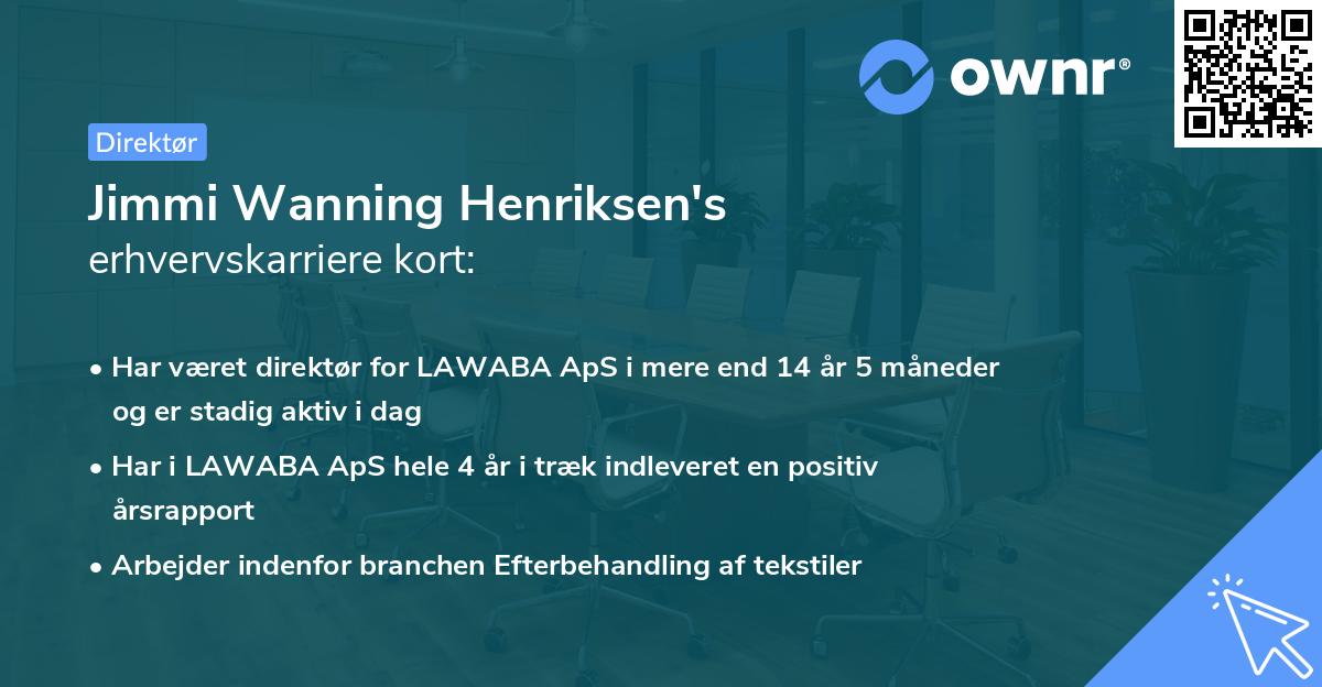 Jimmi Wanning Henriksen's erhvervskarriere kort