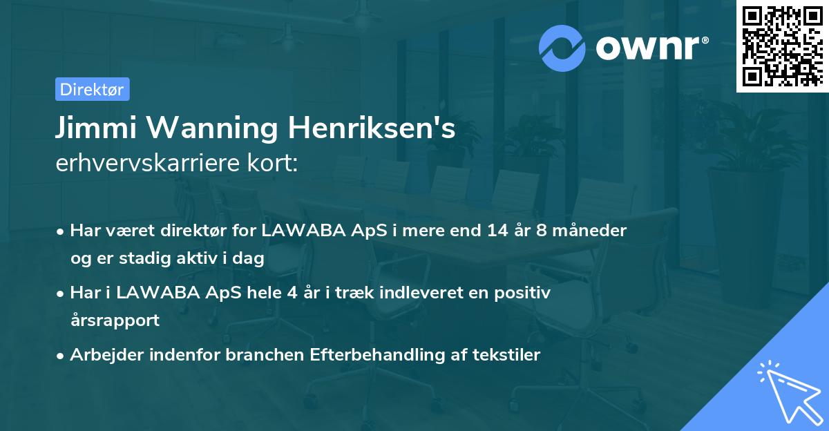 Jimmi Wanning Henriksen's erhvervskarriere kort