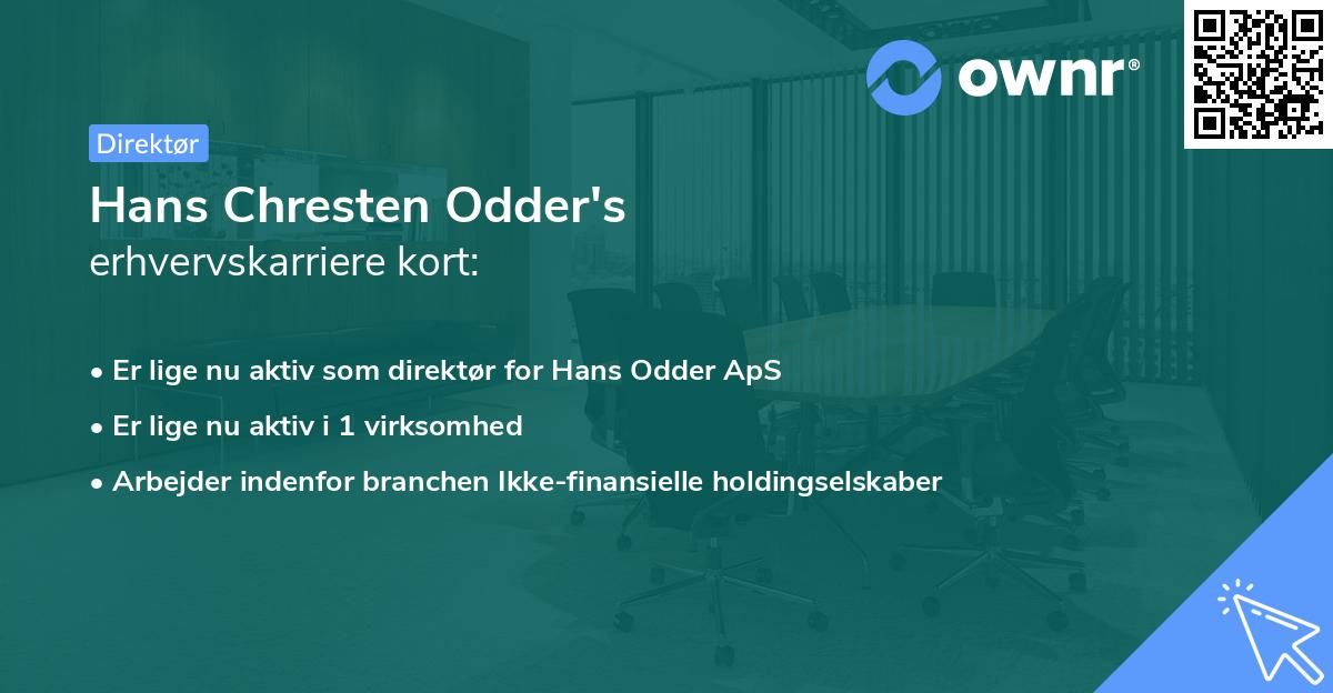 Hans Chresten Odder's erhvervskarriere kort