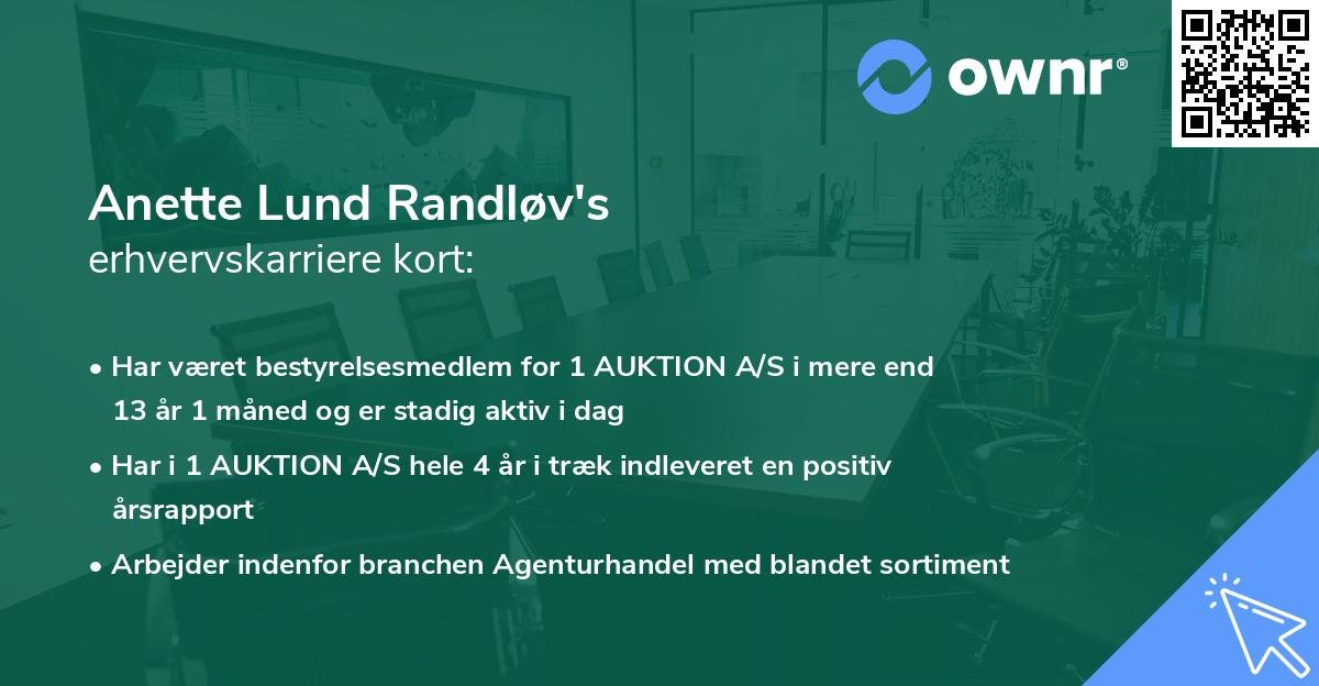 Anette Lund Randløv's erhvervskarriere kort