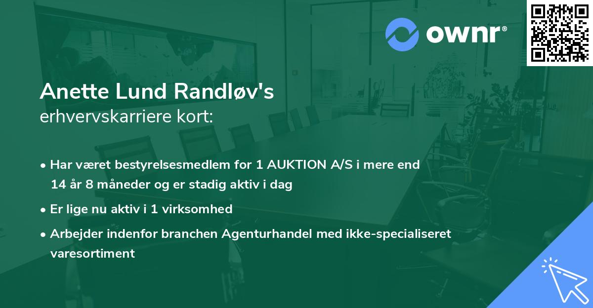 Anette Lund Randløv's erhvervskarriere kort