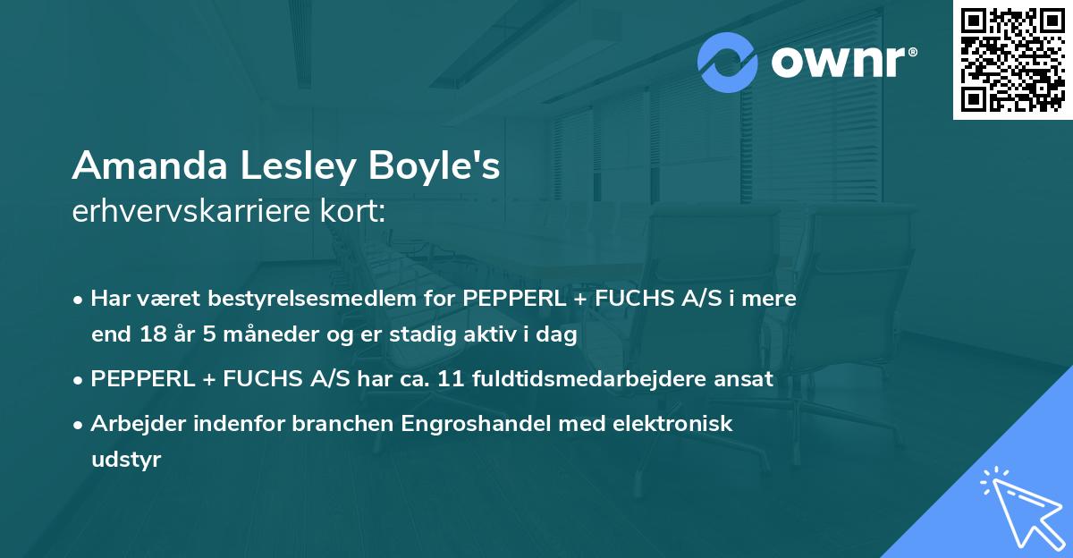 Amanda Lesley Boyle's erhvervskarriere kort