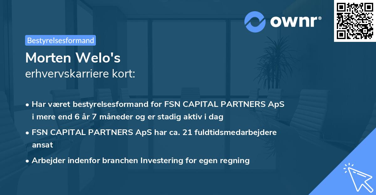 Morten Welo's erhvervskarriere kort