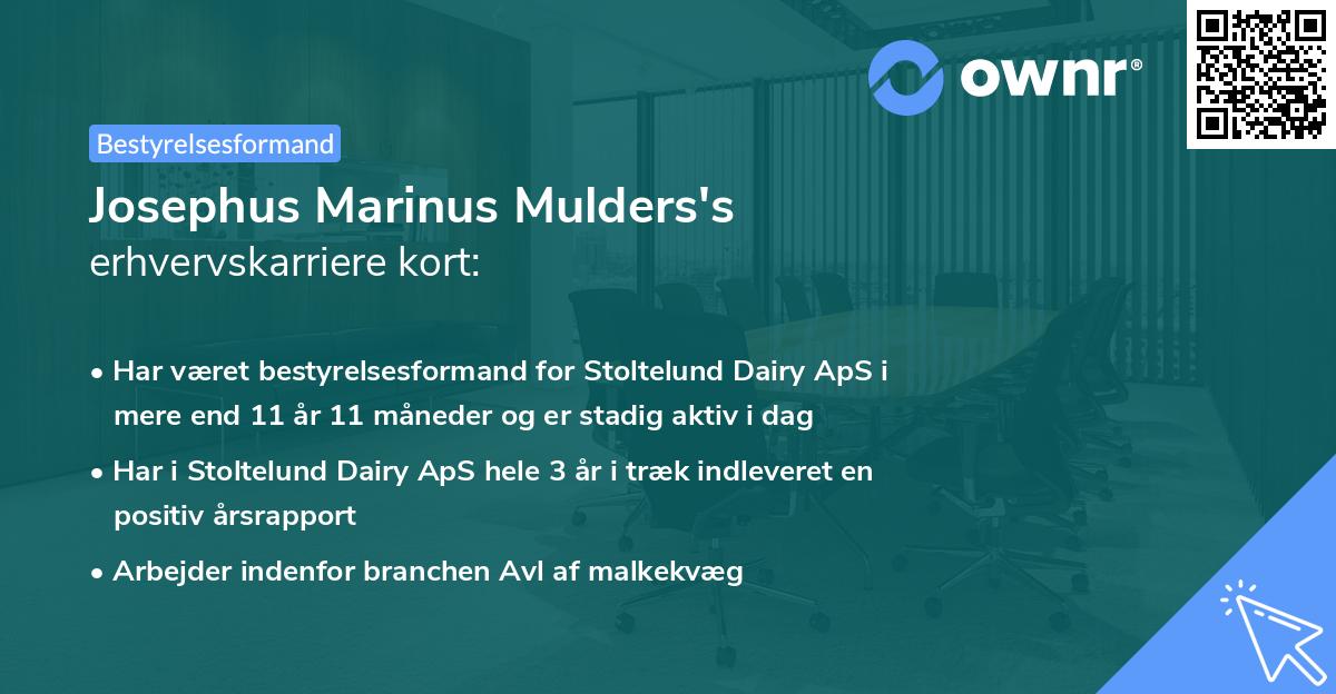 Josephus Marinus Mulders's erhvervskarriere kort