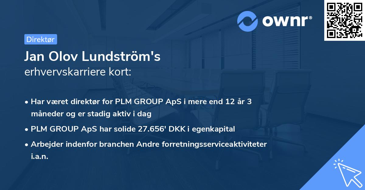 Jan Olov Lundström's erhvervskarriere kort