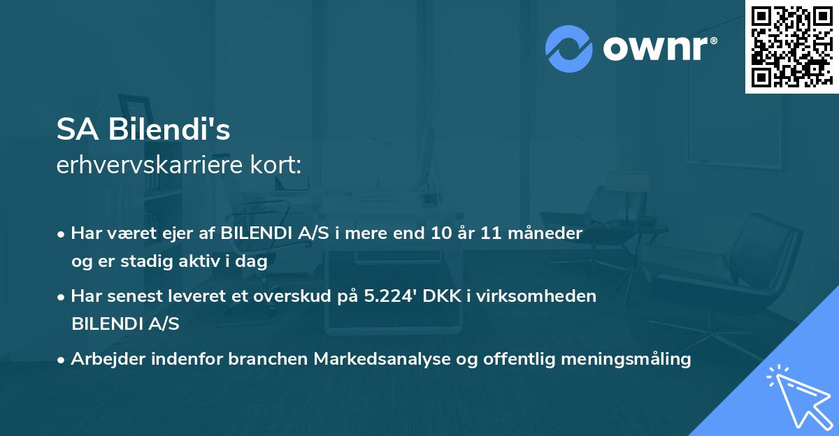 SA Bilendi's erhvervskarriere kort