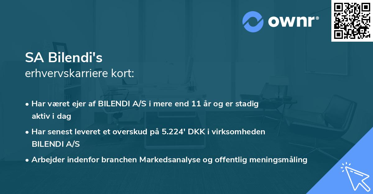 SA Bilendi's erhvervskarriere kort