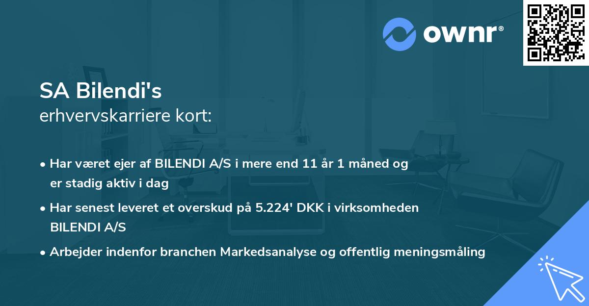 SA Bilendi's erhvervskarriere kort