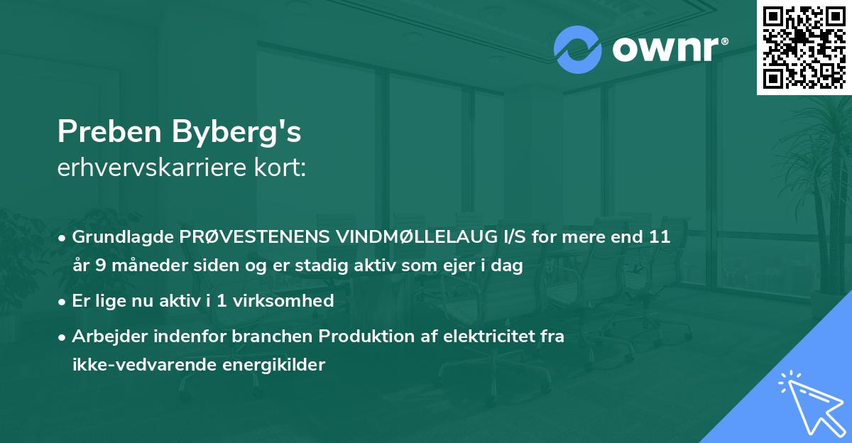 Preben Byberg's erhvervskarriere kort