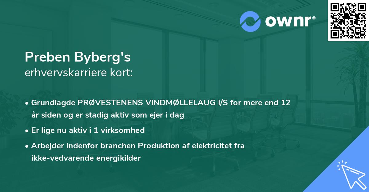 Preben Byberg's erhvervskarriere kort