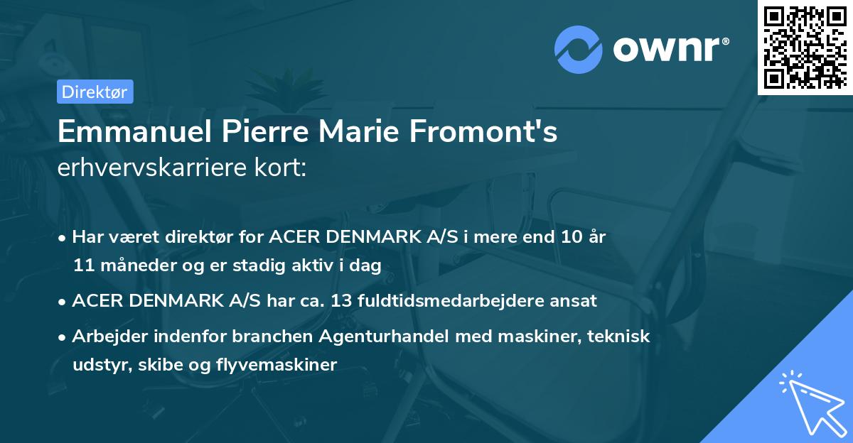 Emmanuel Pierre Marie Fromont's erhvervskarriere kort