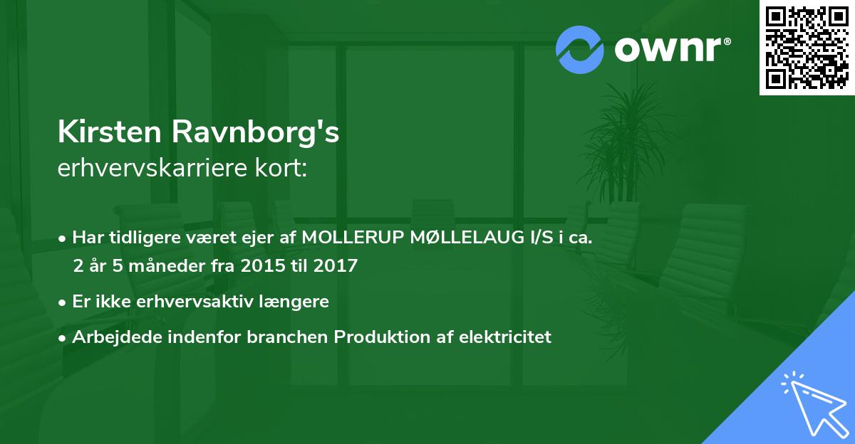 Kirsten Ravnborg's erhvervskarriere kort