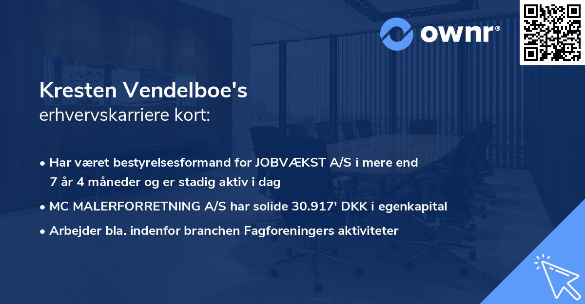 Kresten Vendelboe's erhvervskarriere kort