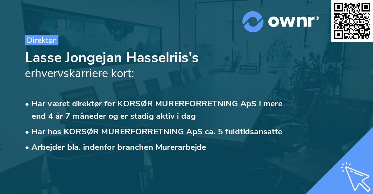 Lasse Jongejan Hasselriis's erhvervskarriere kort