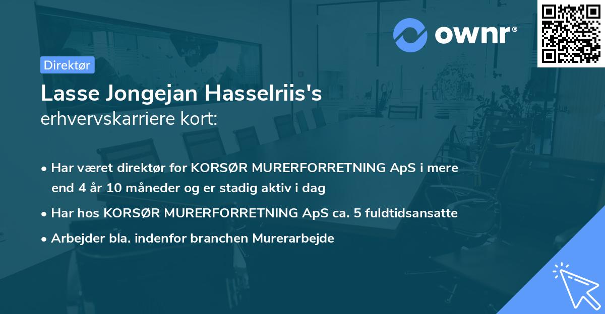 Lasse Jongejan Hasselriis's erhvervskarriere kort