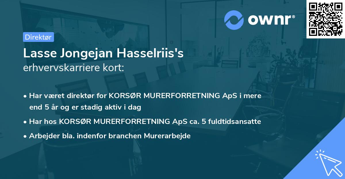 Lasse Jongejan Hasselriis's erhvervskarriere kort