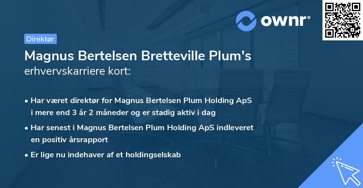 Magnus Bertelsen Bretteville Plum's erhvervskarriere kort