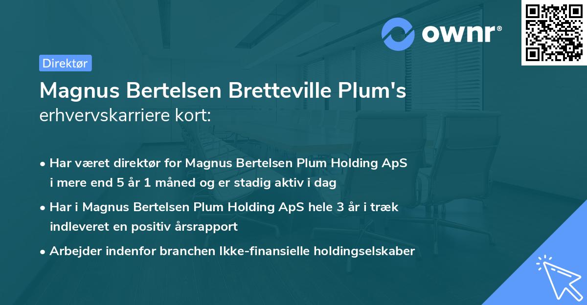 Magnus Bertelsen Bretteville Plum's erhvervskarriere kort