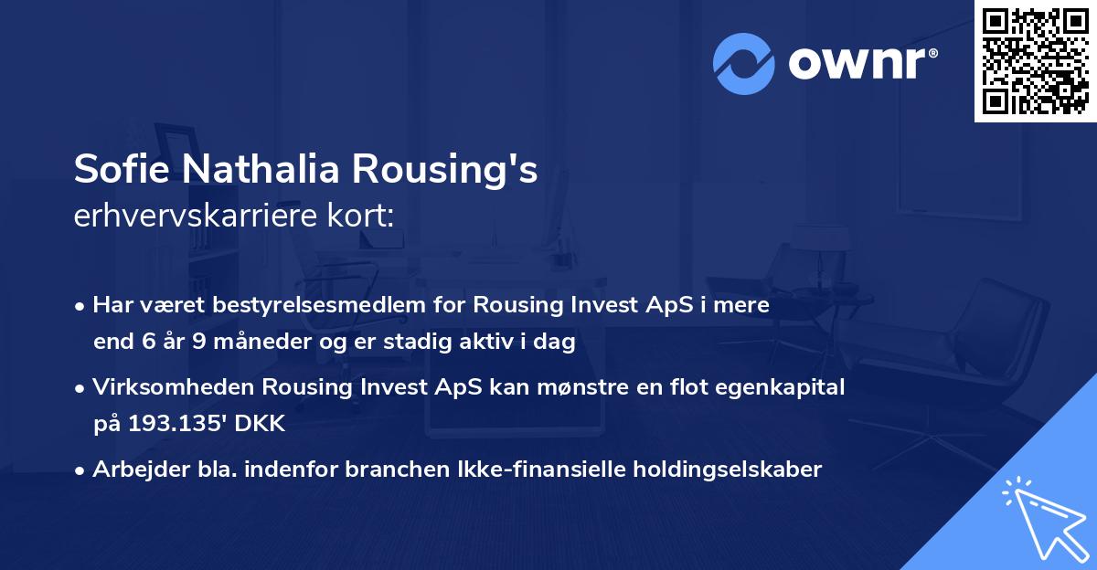 Sofie Nathalia Rousing's erhvervskarriere kort