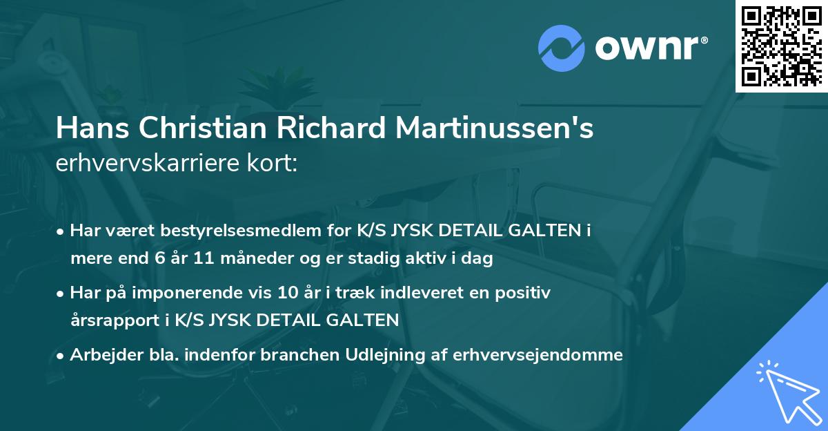 Hans Christian Richard Martinussen's erhvervskarriere kort
