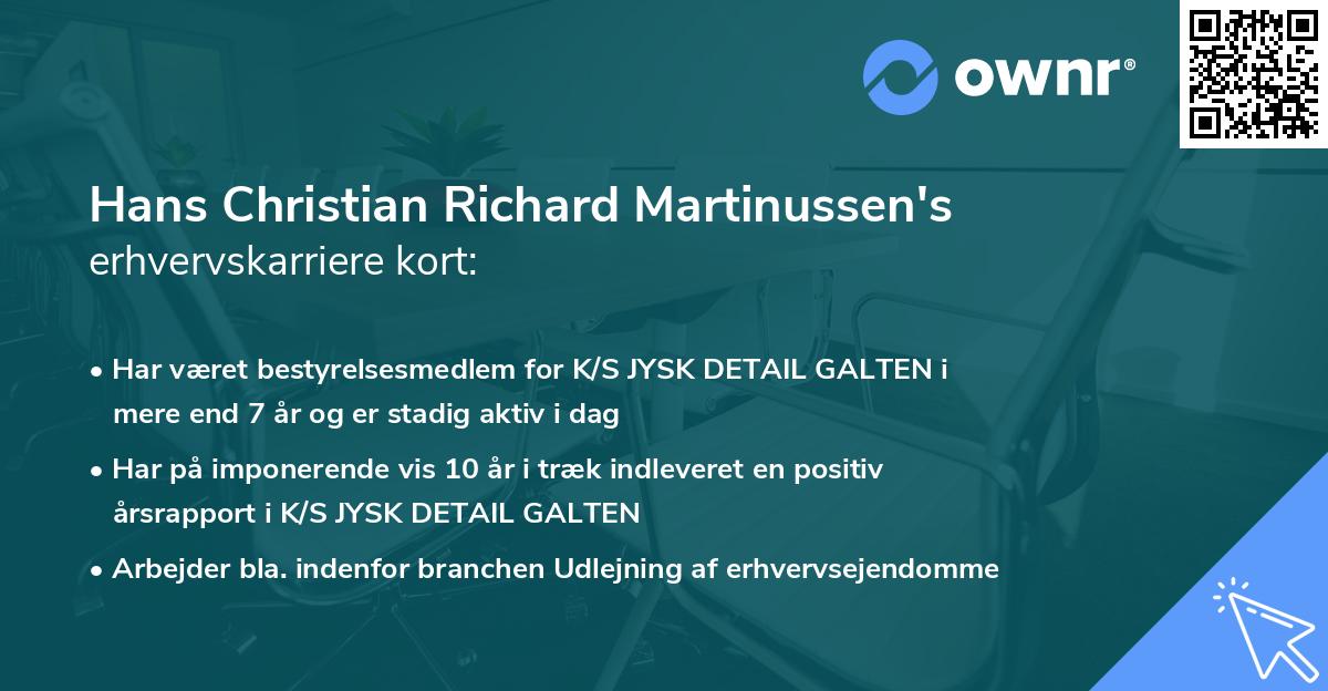 Hans Christian Richard Martinussen's erhvervskarriere kort