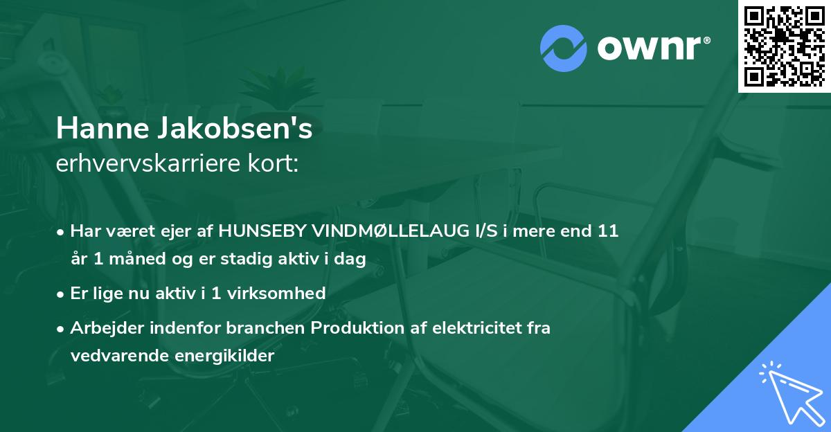 Hanne Jakobsen's erhvervskarriere kort