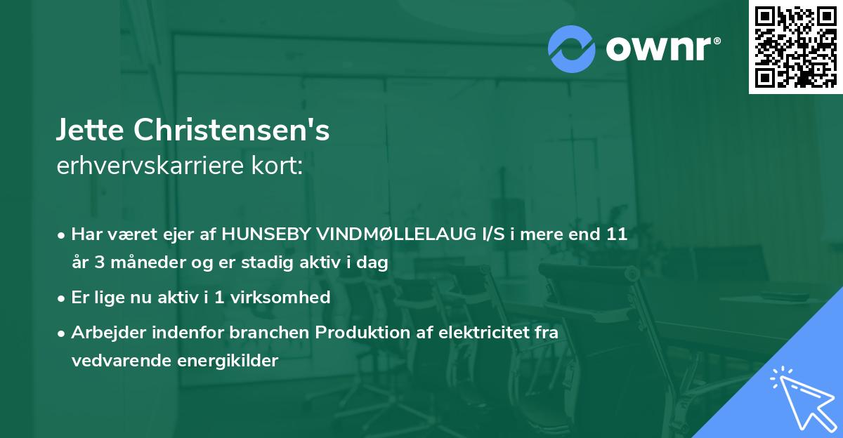 Jette Christensen's erhvervskarriere kort