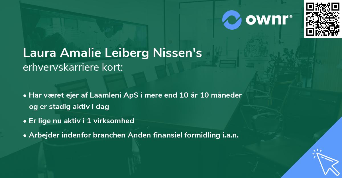 Laura Amalie Leiberg Nissen's erhvervskarriere kort