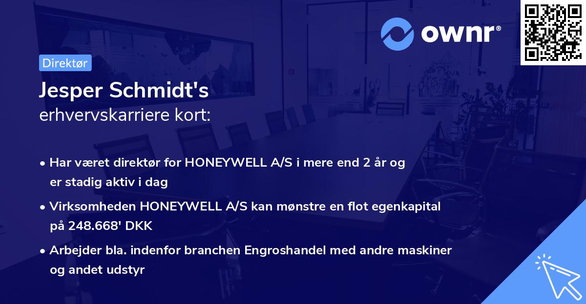 Jesper Schmidt's erhvervskarriere kort