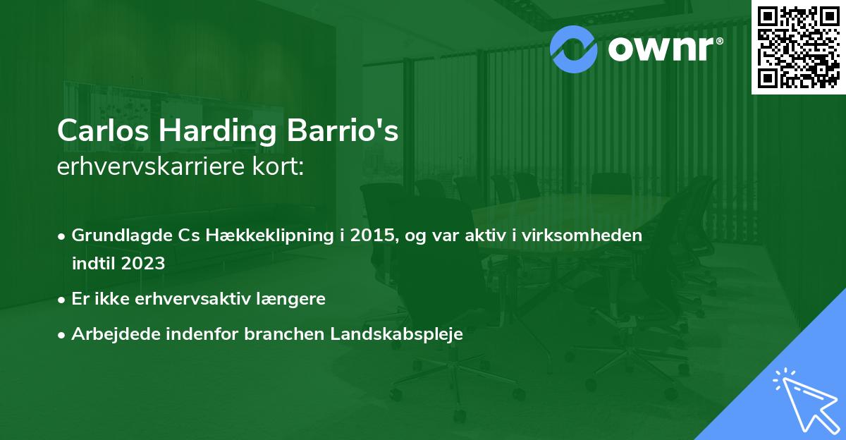 Carlos Harding Barrio's erhvervskarriere kort