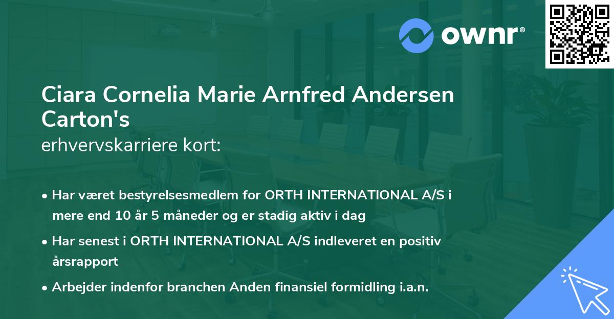 Ciara Cornelia Marie Arnfred Andersen Carton's erhvervskarriere kort