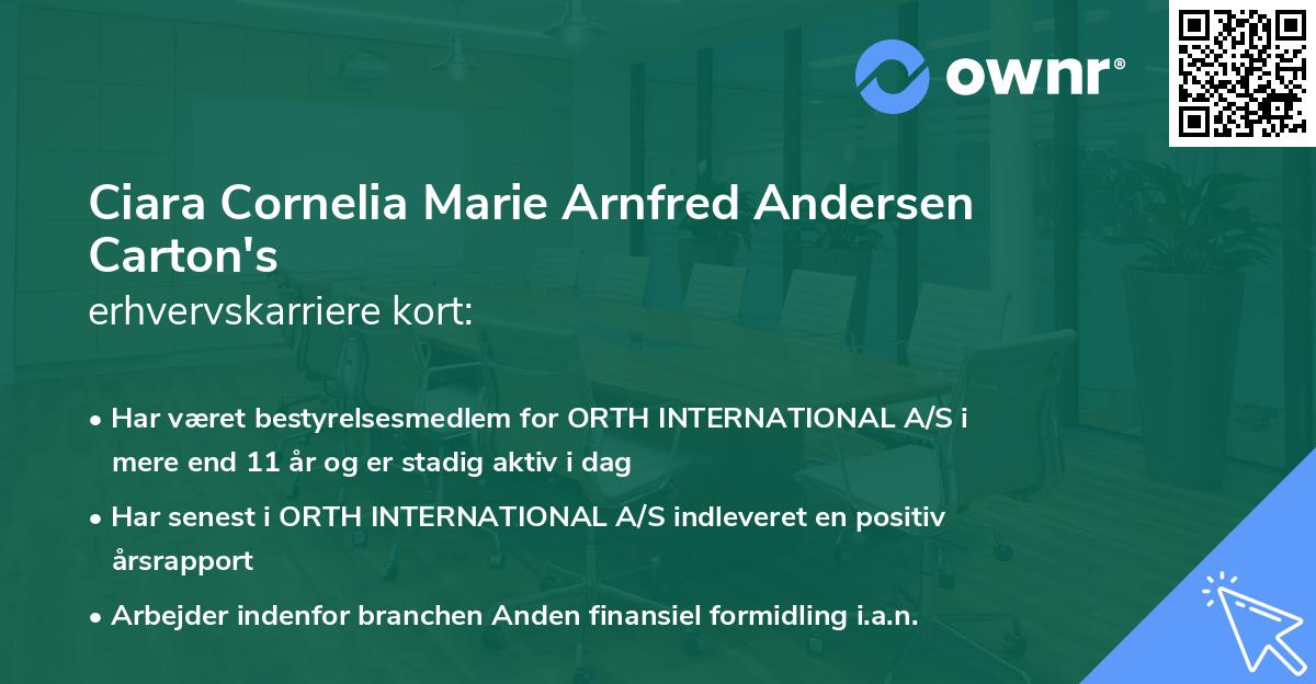 Ciara Cornelia Marie Arnfred Andersen Carton's erhvervskarriere kort