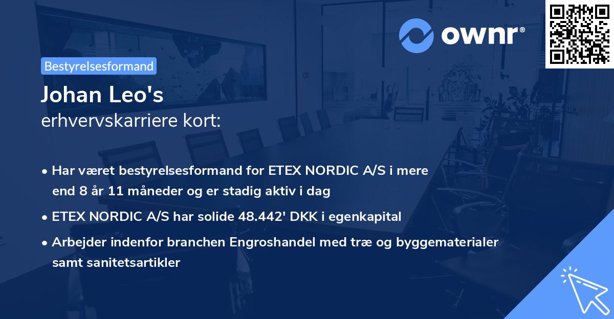 Johan Leo's erhvervskarriere kort