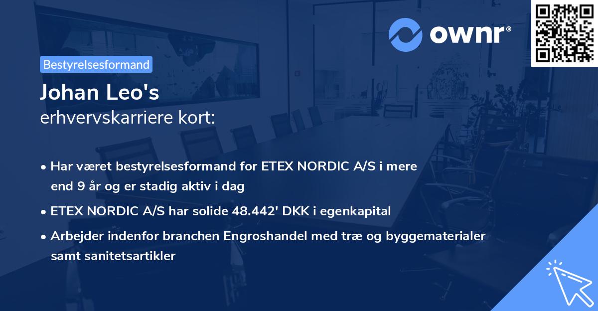 Johan Leo's erhvervskarriere kort