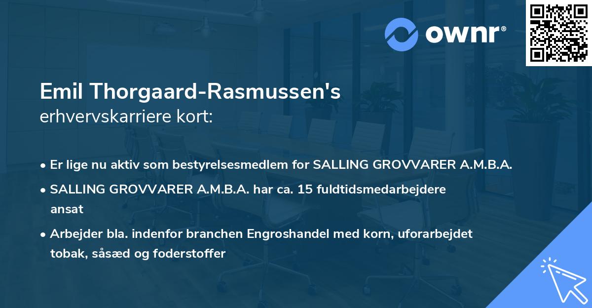 Emil Thorgaard-Rasmussen's erhvervskarriere kort