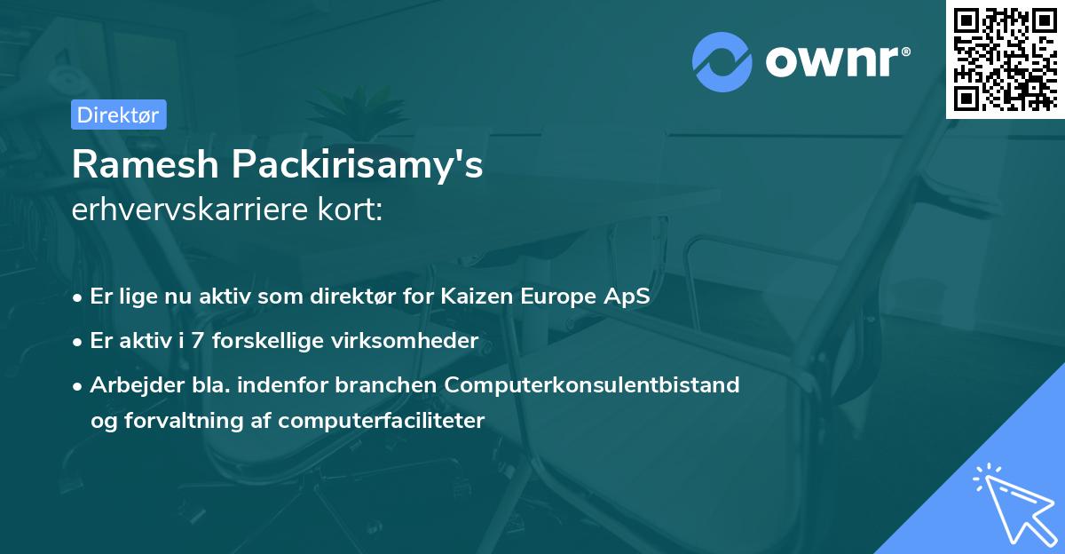 Ramesh Packirisamy's erhvervskarriere kort