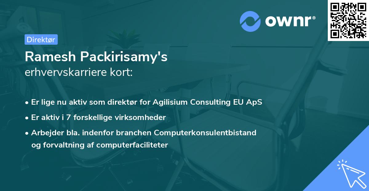 Ramesh Packirisamy's erhvervskarriere kort