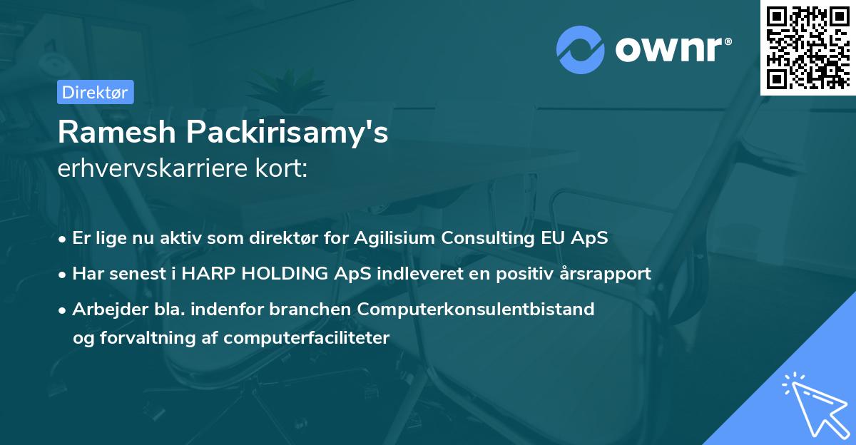 Ramesh Packirisamy's erhvervskarriere kort