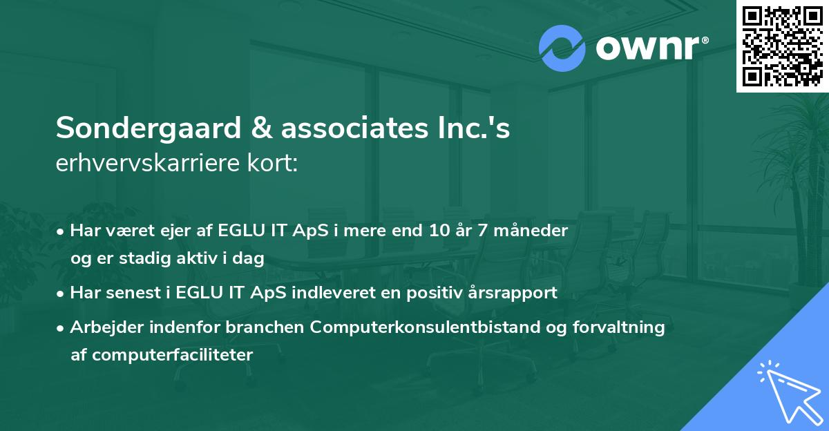 Sondergaard & associates Inc.'s erhvervskarriere kort
