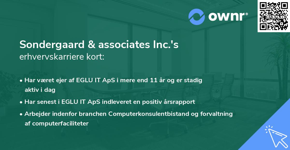Sondergaard & associates Inc.'s erhvervskarriere kort
