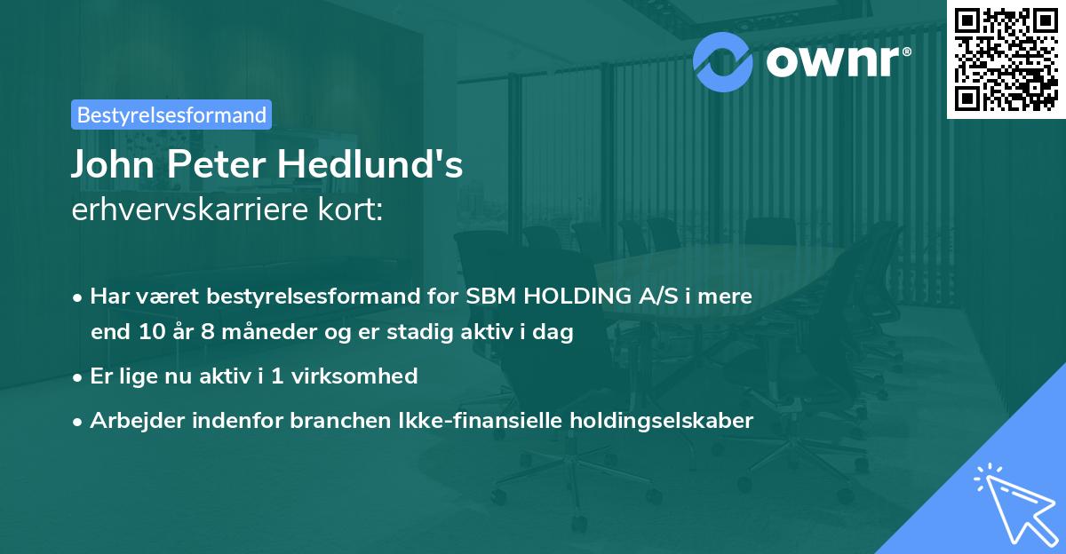 John Peter Hedlund's erhvervskarriere kort