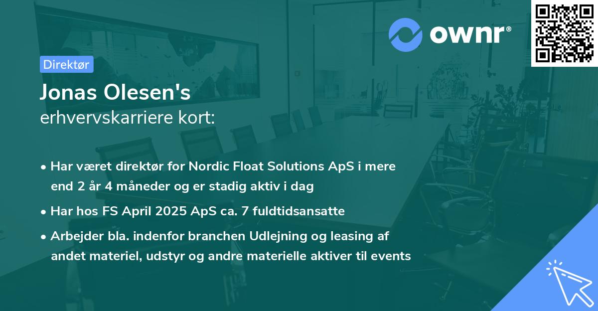 Jonas Olesen's erhvervskarriere kort