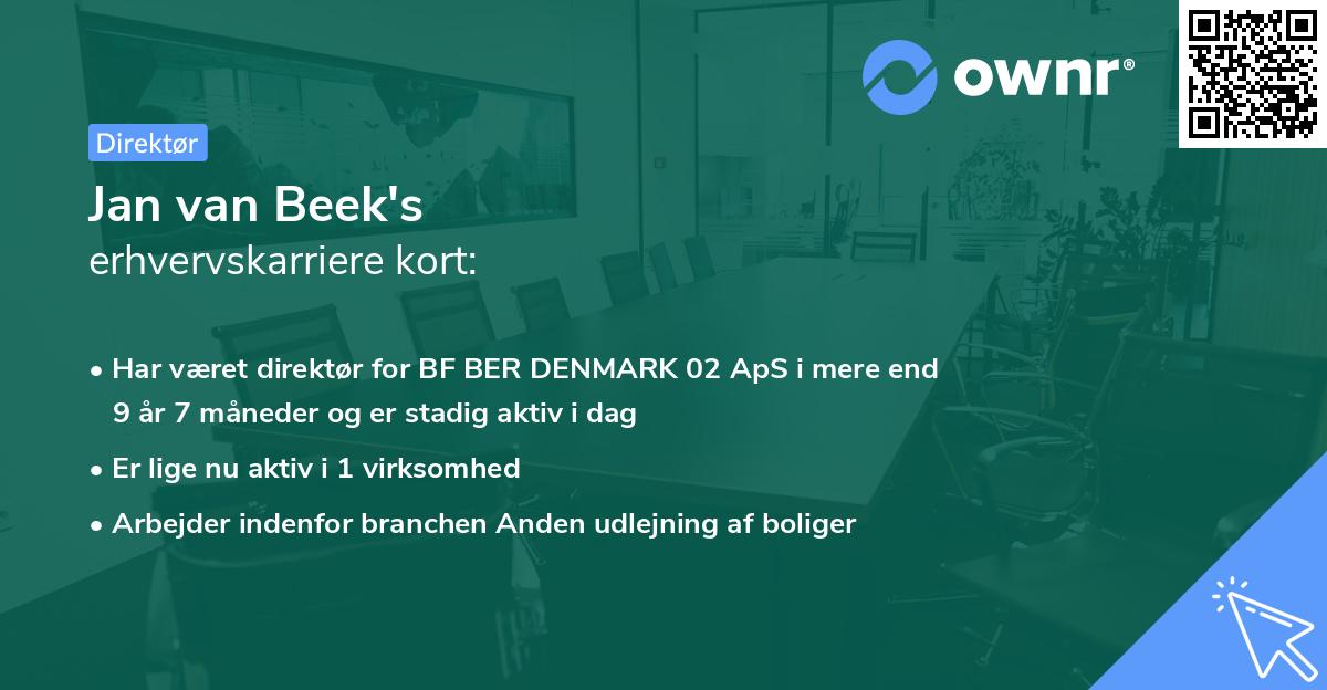 Jan van Beek's erhvervskarriere kort