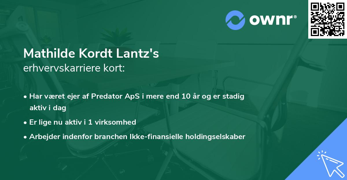 Mathilde Kordt Lantz's erhvervskarriere kort