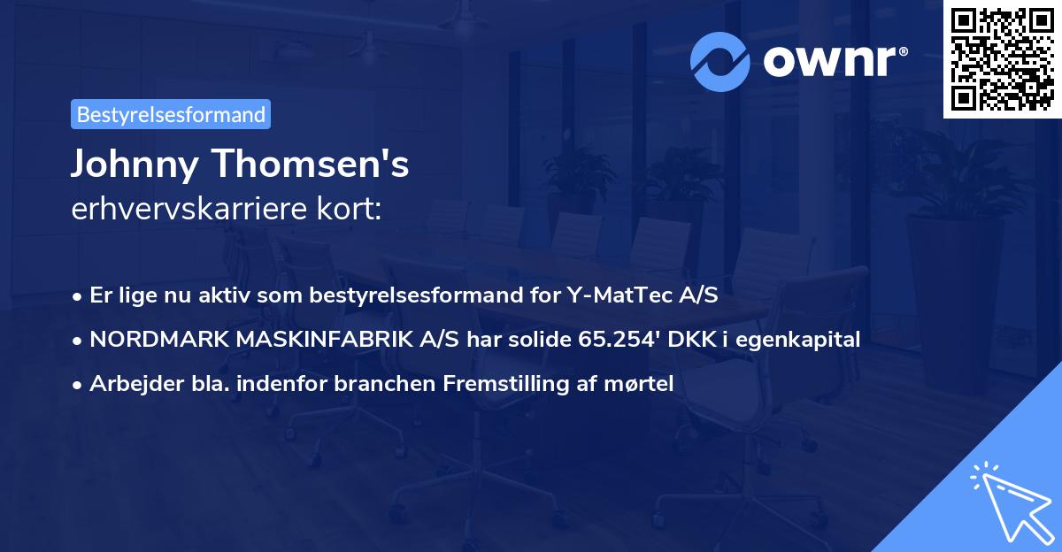 Johnny Thomsen's erhvervskarriere kort